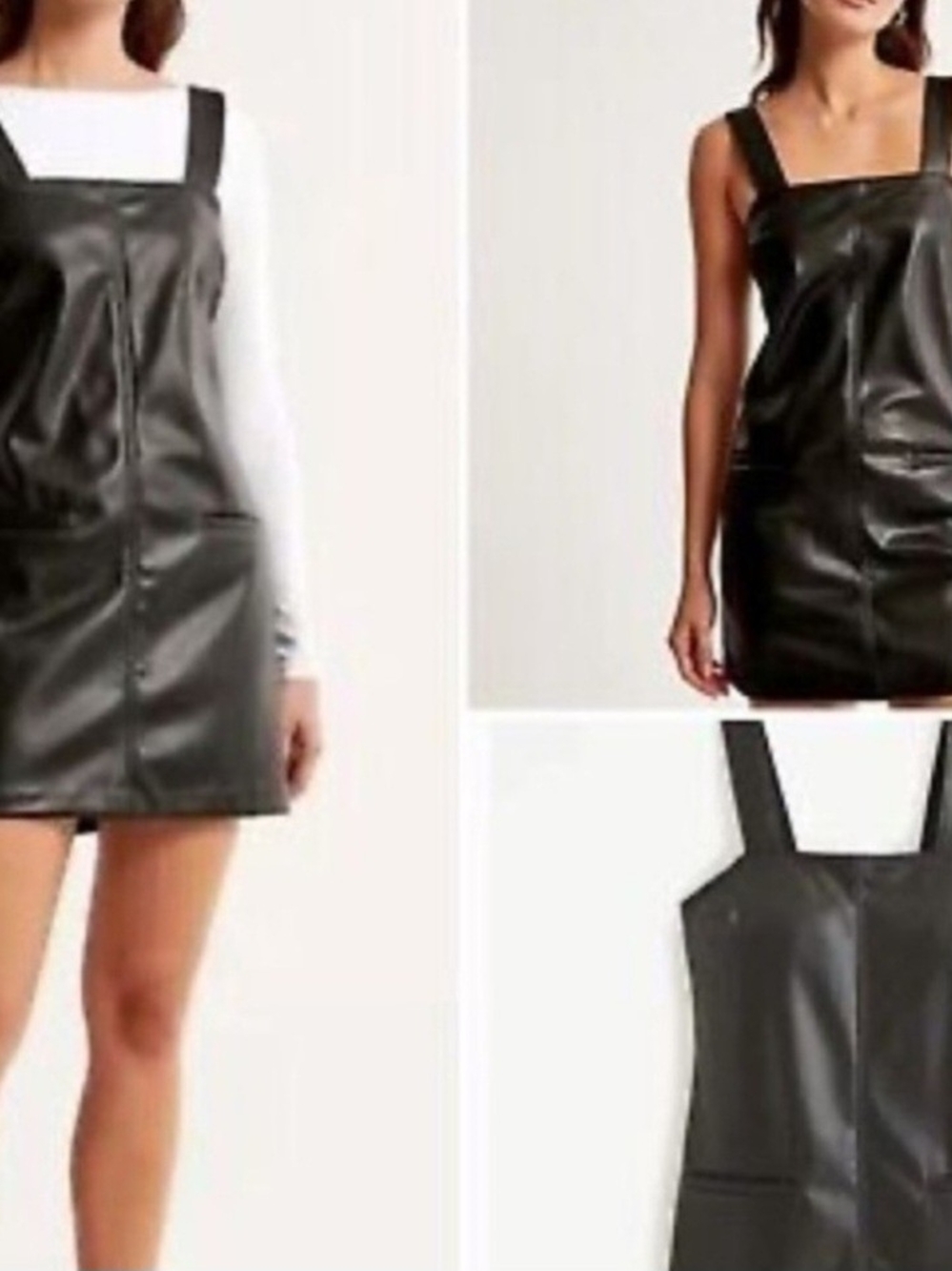 Abercrombie & Fitch Black Faux Leather Pinafore Dress - Modern Mini